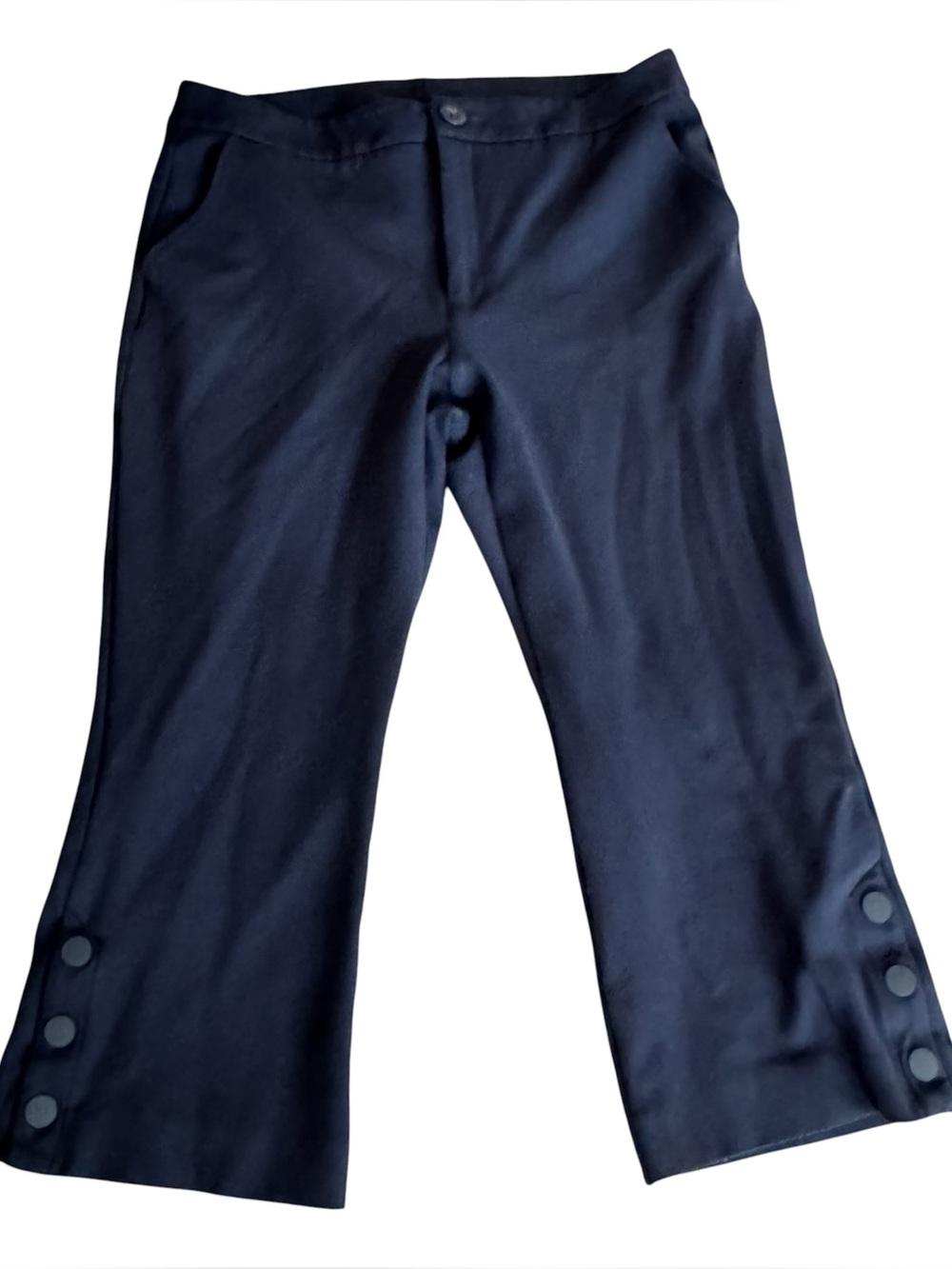 Cabi Keen Kick Flare Pants Navy Blue Size 14 Comfort Crop